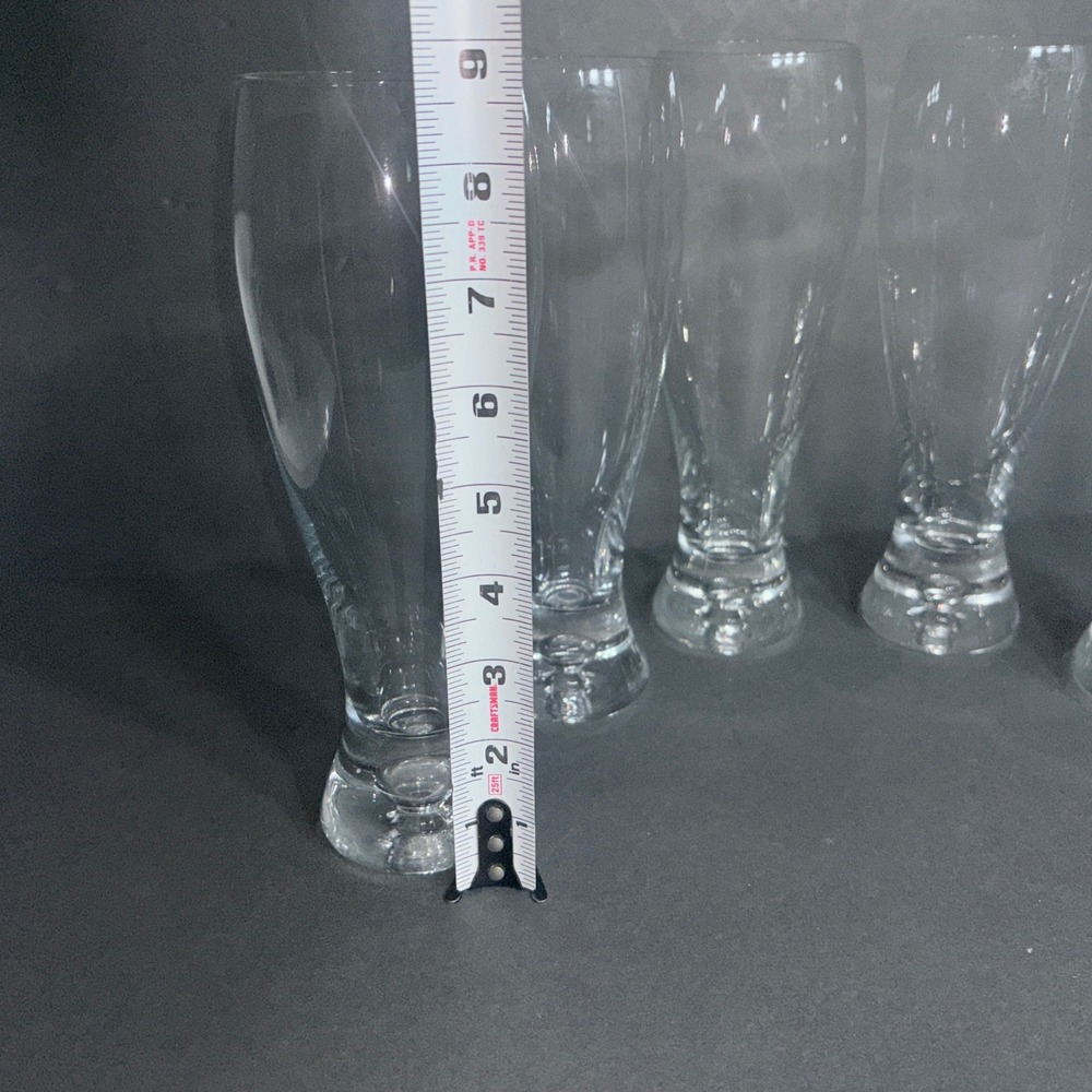 Set of 6 Crate and Barrel Crystal Krosno Bubble Base Pilsner Glasses Poland - Picture 4 of 16